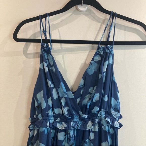 ABERCROMBIE & FITCH Sz S Spaghetti Straps Ruffles Tiered Floral Maxi Dress - Picture 3 of 15